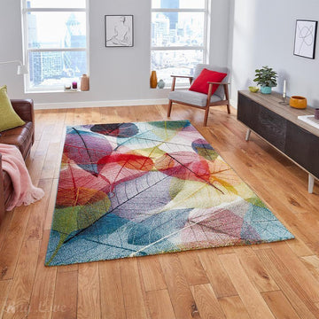 Sunrise 22368 Modern Abstract Floral Verdant Carved Textured Soft Durable Easy-Care Polypropylene Short-Pile Multicolour Rug-Think Rugs-Rug Love - The Most Loved Rug Store